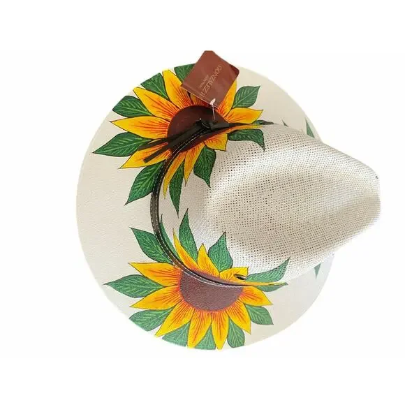 MEXICAN Artisanal Hat Handpainted Fedora Floral Sunflower Sombrero Panama Boho M - Picture 9 of 9